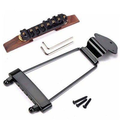 Adjustable Wooden Bridge Tailpiece Set Height for 6 Strings