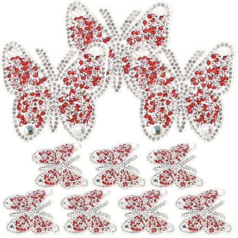 10 Pcs Rhinestone Butterfly Applique Lightweight Sewing - 实物图