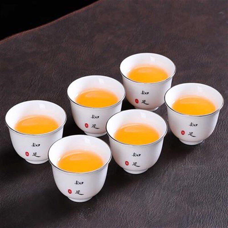 功夫小茶杯6只装家用白瓷羊脂玉茶具个人品茗单杯主人杯陶瓷茶碗
