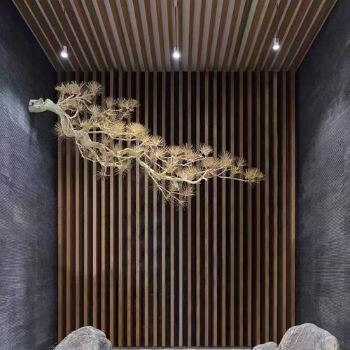仿真迎客松悬挂松树壁挂牙签松树美人松中式造景家居摆件玄关装饰