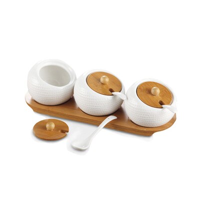Ceramic Seasoning Jar Three-piece Set Seasoning Box Set Hous