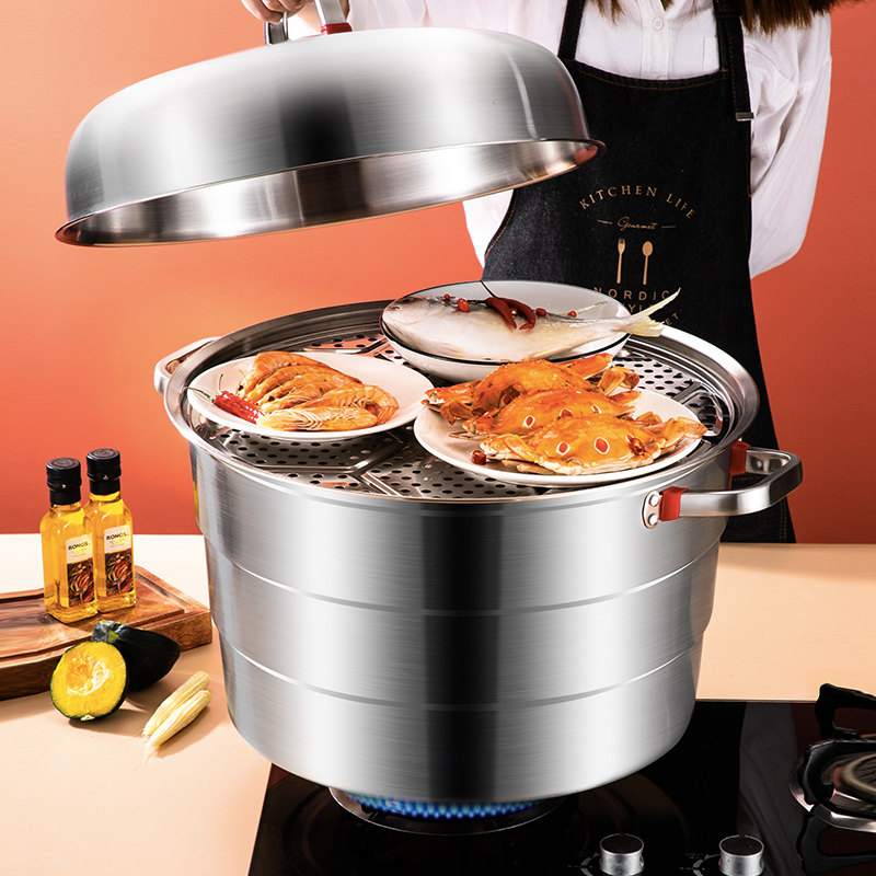 不锈钢蒸锅家用商用多层蒸笼馒头包子大蒸锅特大号超大燃气灶专用