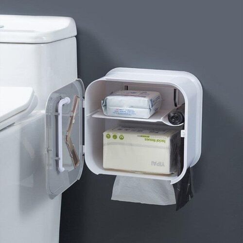 Toilet Paper Roll Holder Punch-free Wall-mounted Tissue Box