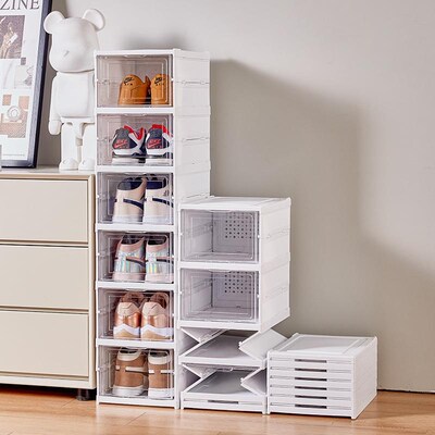Transparent folding plastic shoe box storage折叠塑料鞋盒收纳