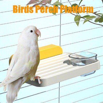 Pet S Chewing Toy Cage Food Bowl Set Plastic Parrot Perch