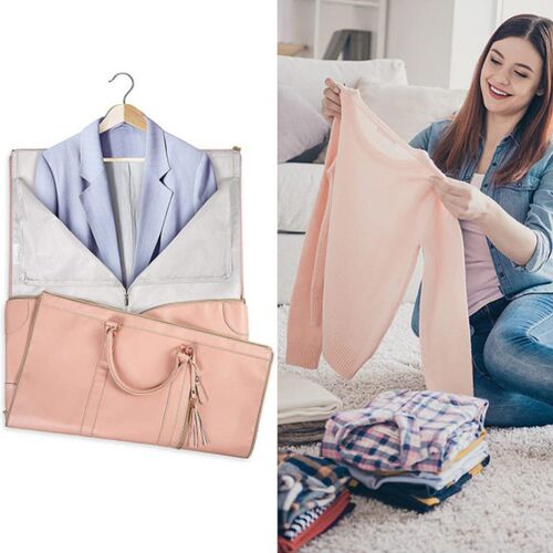 2023 Fashion Large PU Folding Suit Storage Bag Women High Ca