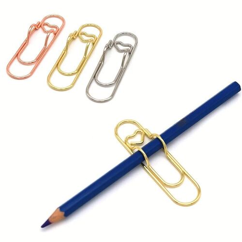 3pcs/Set Multi-functional Metal Paper Clips with Pen Holder