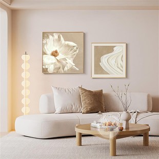 奶油风客厅装饰画日系原木风花卉沙发背景墙挂画抽象现代餐厅壁画
