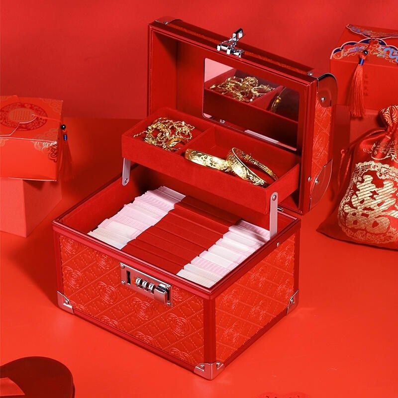 提亲三金彩礼箱订婚装彩礼钱的盒子现金礼盒高档一体礼金盒聘金盒,节庆用品/礼品,红包/利是封,淘宝优惠券,粉丝福利购,淘宝优惠卷