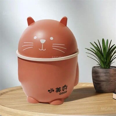 Cartoon Cat Table Plastic Trash Can Desktop Waste Box Bin Ga