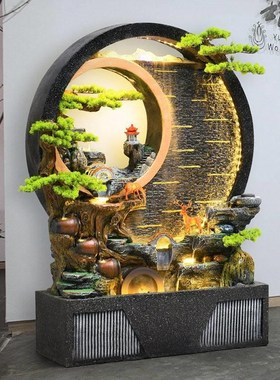 水幕墙庭院装饰别墅鱼池喷泉景观流水客厅隔断假山办公室玄关摆件