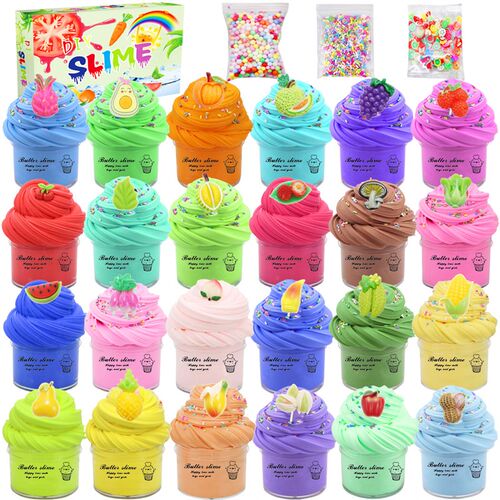 2Pack 70-180ml Cloud Slime Kit Peach Slime Charm Scented DIY
