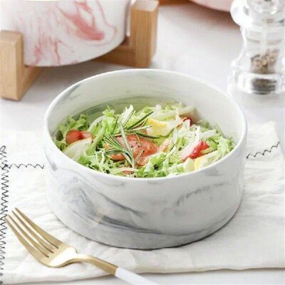 Marbling Ceramic Double Bowl For Dog Cat Puppy Water Food