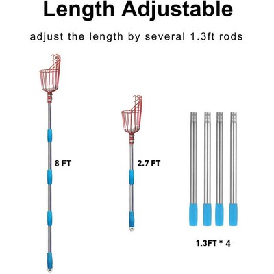 260cm fruit picker, adjustable depth basket, convenient frui