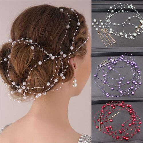 Elegant Bridal Hair Vine Beads Handmade Women Headband for B