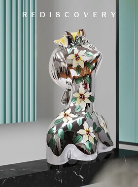 树脂人物雕塑半身抽象装置样板间展厅软装彩绘人像花季少女摆件