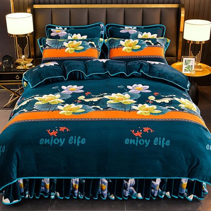 冬季加厚被单件1.8面珊瑚绒法兰绒加绒被罩1X200X230