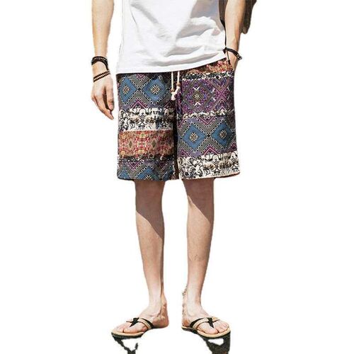 Summer Thin Mens Flower Shorts teny Bran Retro Large Size C