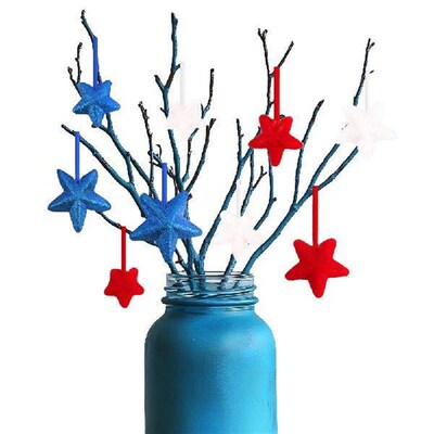 Glitter Star Picks Foam Sparkly Sticks Patriotic Star Picks