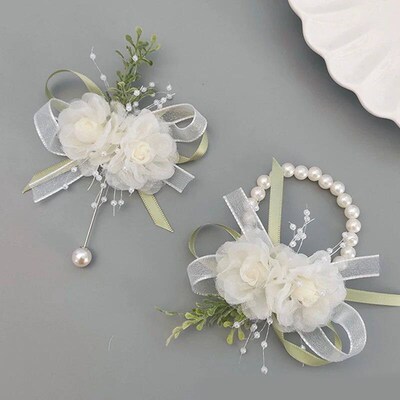 Girls Bridesmaid Wrist Corsage Bridal Prom Party Boutonniere