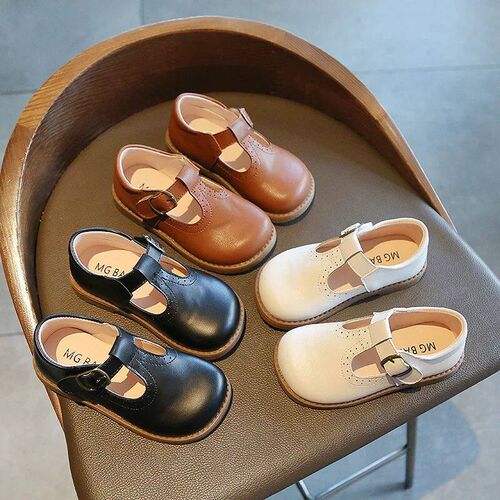 Kids T Strap Leather Shoes Girls Princess Shoes Boys Breatha