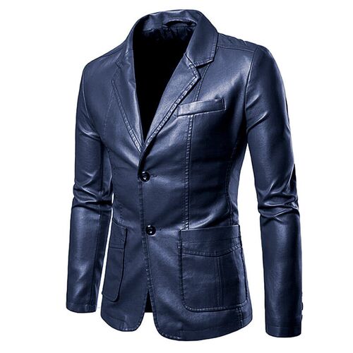2025 Mens Leather Suit Washed Leather Mens Single-breasted