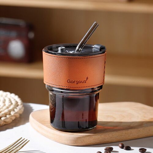 Internet Celebrity Glass Bamboo Cup Straw Cup Juice Drink ff