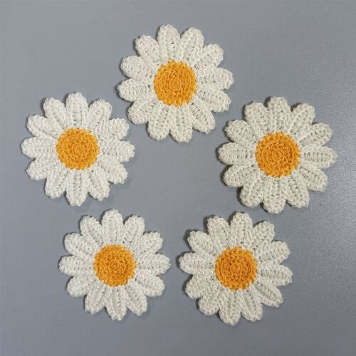 10Pcs White Daisy Flower Embroidered Patches Sew-on DIY Appl