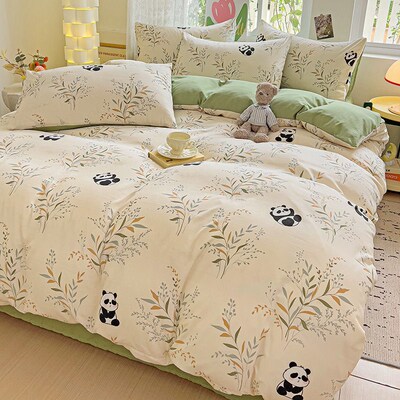 4 Available Small Floral Washed tton Bed Sheet Four-piece Se