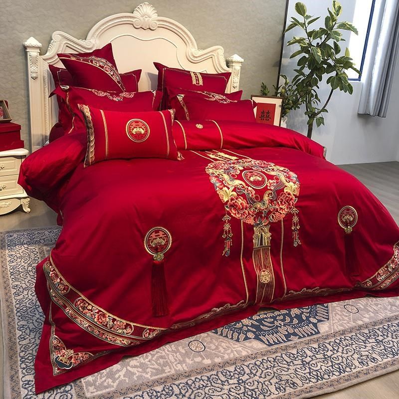 婚庆家纺结婚床上用品刺绣贡缎提花面料婚房布置备婚四件,床上用品,婚庆床品套件,淘宝优惠券,粉丝福利购,淘宝优惠卷