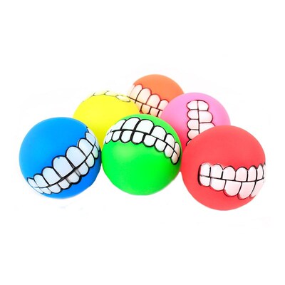 Dog Chewing Rubber Ball  Squeaky Cleaning Tooth Dog Chew Toy