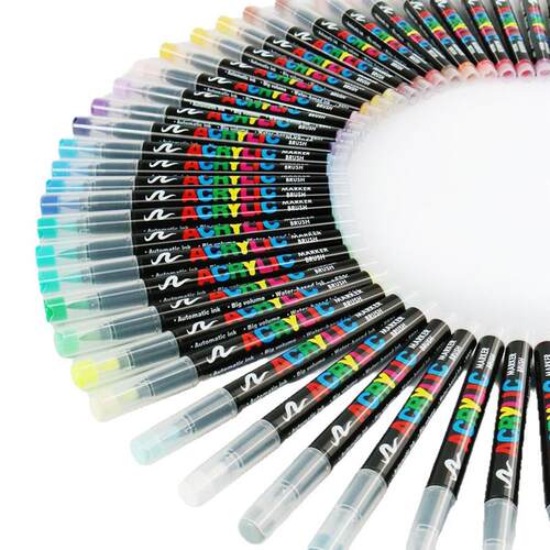 72 Colors Acrylic Paint Markers Soft Brush Tip Acrylic Marke