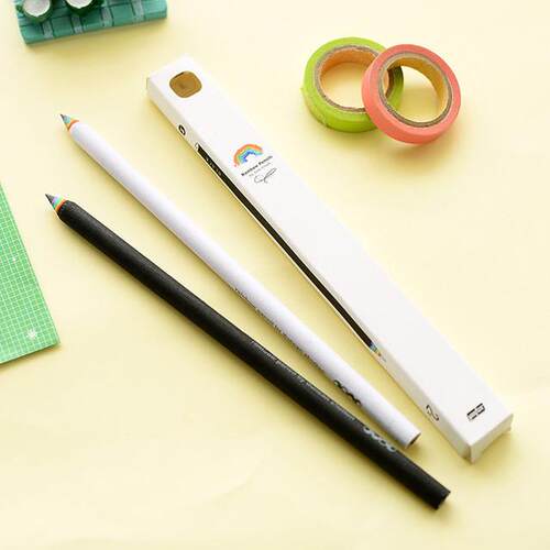 Creative Stationery Rainbow Pencil 2 Pack Black and White