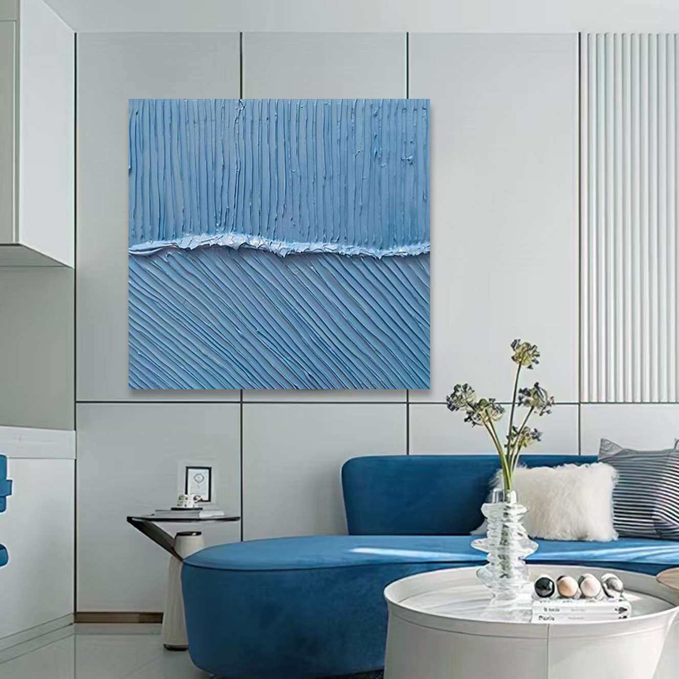 现代简约客厅餐厅手绘油画蓝色立体玄关入户过道肌理画卧室艺术画,3C数码配件,其它配件,淘宝优惠券,粉丝福利购,淘宝优惠卷