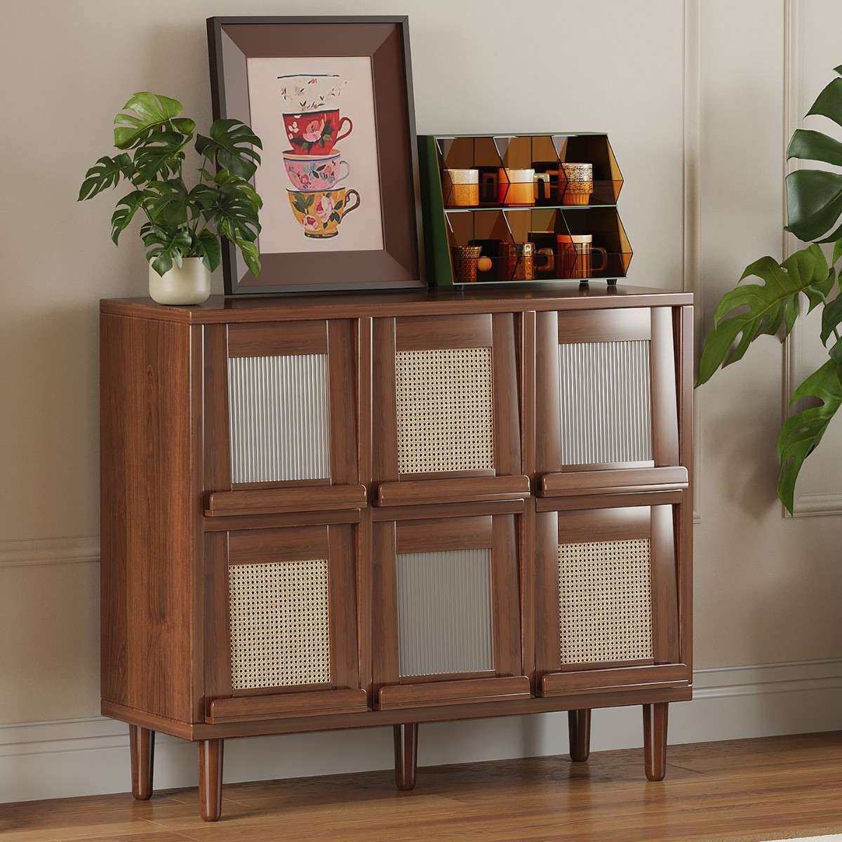 储物柜斗柜客厅防尘格子柜一体靠墙收纳柜家用藤编书柜落地置物柜,3C数码配件,其它配件,淘宝优惠券,粉丝福利购,淘宝优惠卷