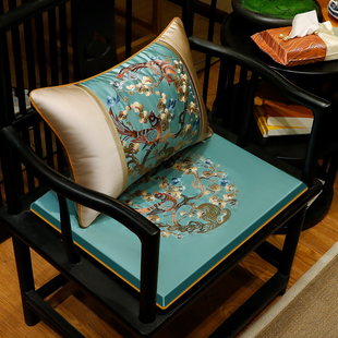 中式红木沙发垫实木家俱坐垫带靠背防滑刺绣罗汉床垫子五件定制