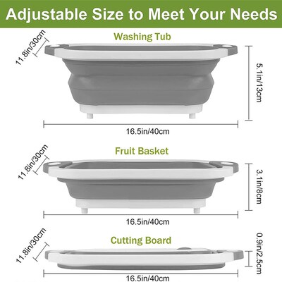 Folding Cutting Board Multifunctional Collapsible Sink Drain