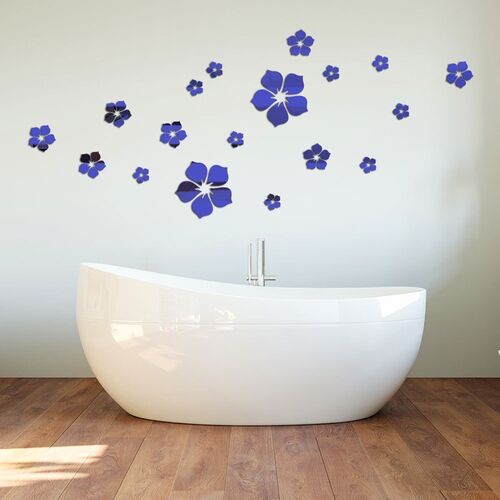 18PCS/Set Mirror Wall Stickers Flower Wall Sticker DIY Acry