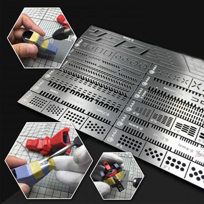 4 In 1 Chip-shaped Scoring Auxiliary Ruler Tool Drill Scribe