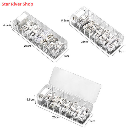 Cable Storage Box Transparent Plastic Data Line Storage Cont