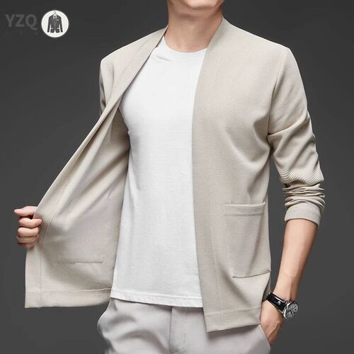 New Mens Business Casual Long Sleeved Solid Color Cloak