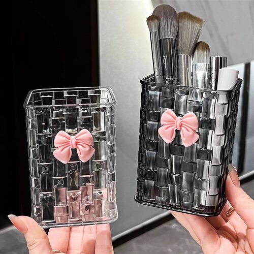 Durable Clear Acrylic Desk Organizer with Bow Accent PMMA Pe