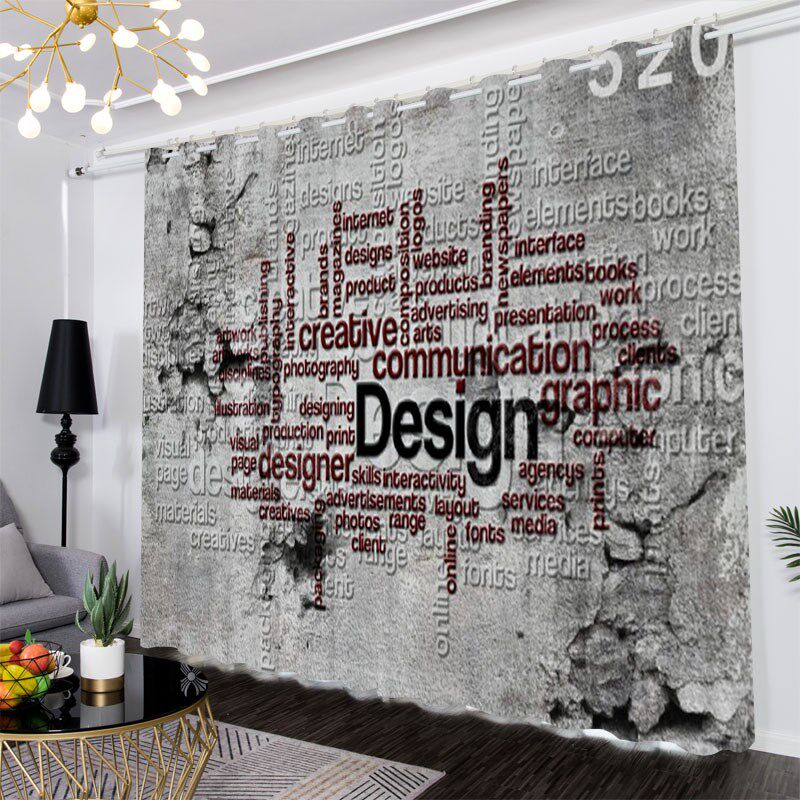 复古灰色水泥墙励志英文遮光窗帘定制卧室隔断飘窗酒吧电竞装饰布,居家布艺,定制窗帘,淘宝优惠券,粉丝福利购,淘宝优惠卷