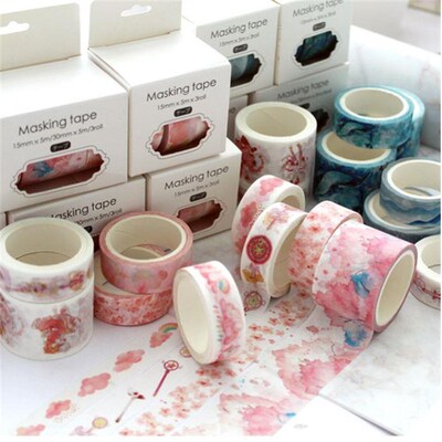 3 Rolls Washi Masking Tape Set Petal Animal Flower Paper Mas
