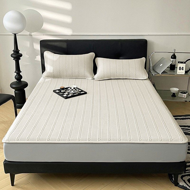 月光巴士夏季冰豆豆提花类凉感软席床笠款冰丝凉席可机洗空调席,床上用品,冰丝席,淘宝优惠券,粉丝福利购,淘宝优惠卷