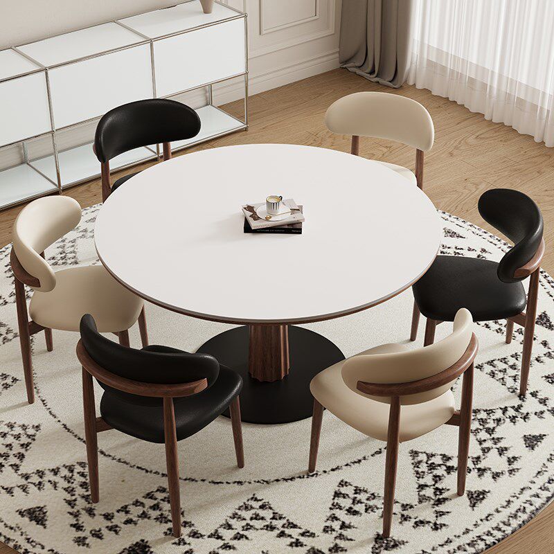 德利丰实木岩板餐桌家用圆形小户型法式奶油中古风高端全托圆桌子,住宅家具,岩板餐桌,淘宝优惠券,粉丝福利购,淘宝优惠卷