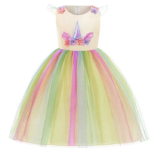 Little Girls Rainbow Unicorn Dance Party Tutu Dress Up Cospl