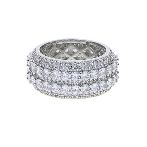 New Full Eternity Wedding Band Rings 2Row Round Big cz For W