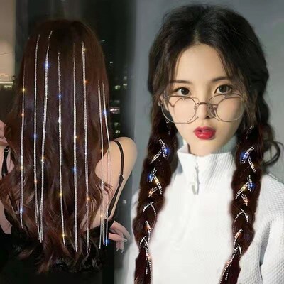 Rhinestone Chains Tassel Hair Band Temperament Braided Cryst