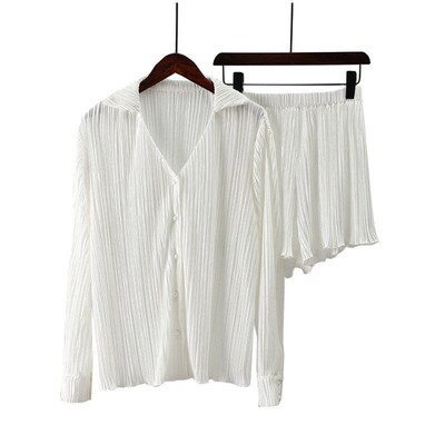 2025 SS Euro Fashion VNeck Pleated Long Sleeve Lapel Shorts